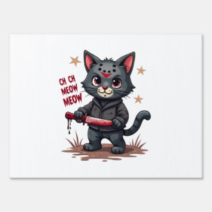 Funny Cat Horror Movies Cute Halloween for Cat Kit Sign
