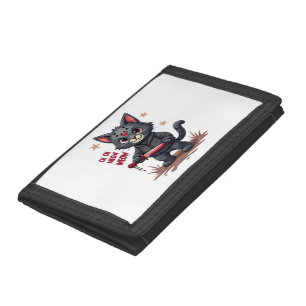 Funny Cat Horror Movies Cute Halloween for Cat Kit Trifold Wallet