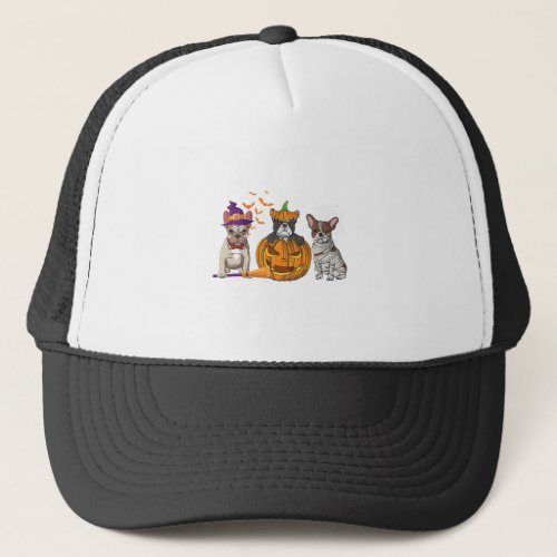 Funny Cat Horror Movies Cute Halloween for Cat Kit Trucker Hat