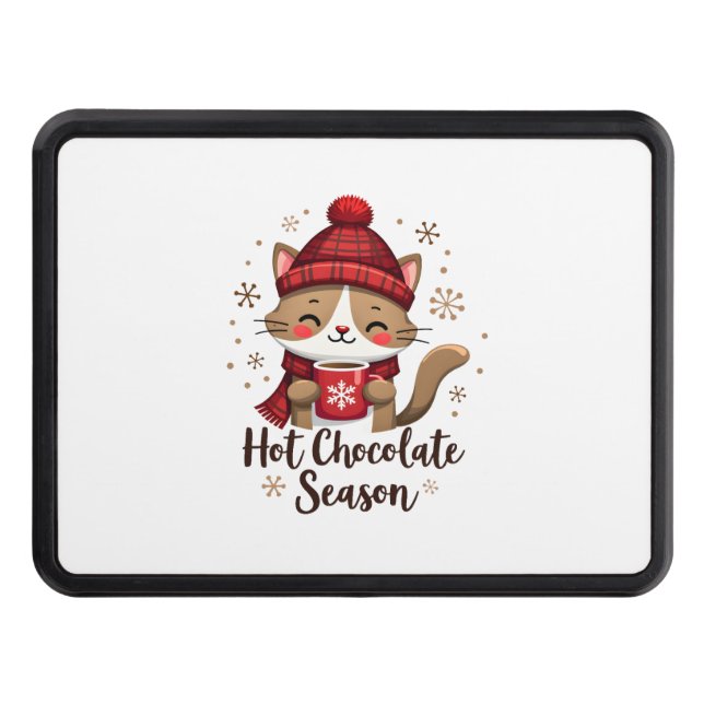 Funny Cat Hot Choco Season Merry Christmas Mom Dad Hitch Cover (Front)