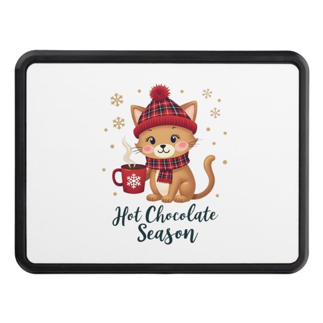 Funny Cat Hot Choco Season Merry Christmas Mom Dad Hitch Cover (Front)