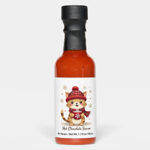 Funny Cat Hot Choco Season Merry Christmas Mom Dad Hot Sauces
