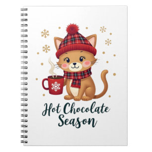 Funny Cat Hot Choco Season Merry Christmas Mom Dad Notebook