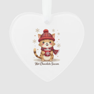 Funny Cat Hot Choco Season Merry Christmas Mom Dad Ornament