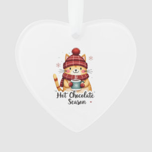 Funny Cat Hot Choco Season Merry Christmas Mom Dad Ornament