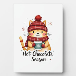 Funny Cat Hot Choco Season Merry Christmas Mom Dad Plaque