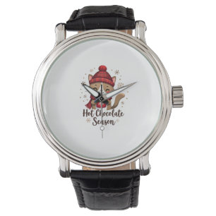 Funny Cat Hot Choco Season Merry Christmas Mom Dad Watch
