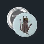 Funny Cat Humor Button<br><div class="desc">A funny cat washing.  Or maybe he's just doing yoga? Kiss him at your own risk!  Raise a smile from any animal lover.</div>