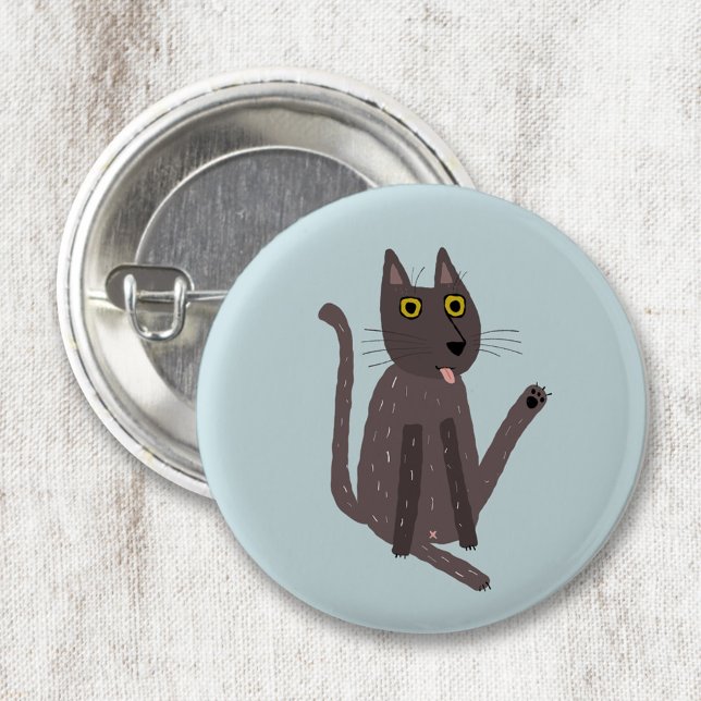 Funny Cat Humor Button (Funny cat washing humor pet lover badge or button)