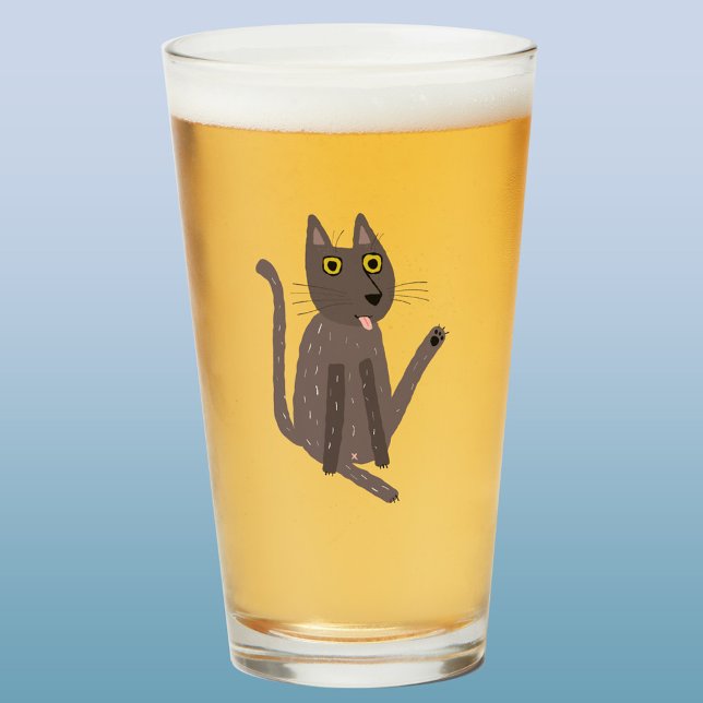 Funny Cat Humor Glass (Funny cat yoga humor beer glass)