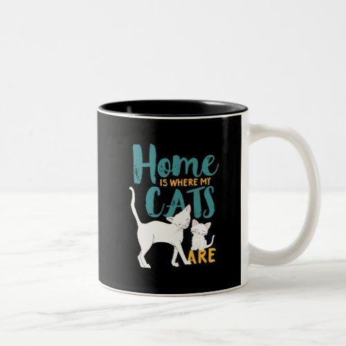 Funny Cat Humor Home Is Where The Cats Are Two_Tone Coffee Mug