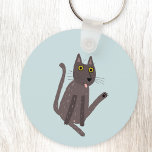 Funny Cat Humor Keychain<br><div class="desc">A funny cat washing.  Or maybe he's just doing yoga? Kiss him at your own risk!  Raise a smile from any animal lover. Perfect for pet sitters.</div>