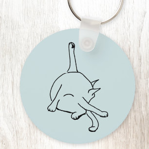 Funny Cat Humor Line Drawing Art Keychain