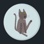 Funny Cat Humor Magnet<br><div class="desc">A funny cat washing.  Or maybe he's just doing yoga? Kiss him at your own risk!  Raise a smile from any animal lover.</div>