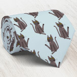 Funny Cat Humor Neck Tie<br><div class="desc">A funny cat washing.  Or maybe he's just doing yoga? Kiss him at your own risk!  Raise a smile from any animal lover.</div>