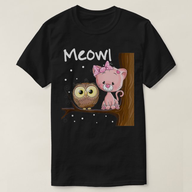 Funny Cat Humor Owl Novelty Meowl Hoot Cats Rule  T-Shirt (Design Front)