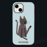 Funny Cat Humor Personalized Case-Mate iPhone 14 Case<br><div class="desc">A funny cat washing.  Kiss him at your own risk!  Raise a smile from any animal lover.  Change or delete the name to personalize.</div>