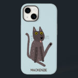 Funny Cat Humor Personalized Case-Mate iPhone 14 Case<br><div class="desc">A funny cat washing.  Kiss him at your own risk!  Raise a smile from any animal lover.  Change or delete the name to personalize.</div>