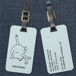 Funny Cat Humor Personalized Line Art Luggage Tag