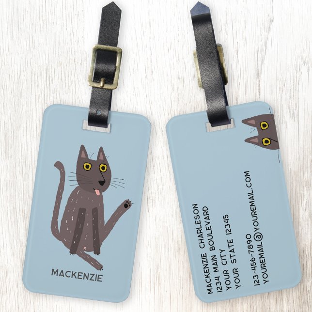 Funny Cat Humor Personalized Luggage Tag (Funny cat personalized luggage tag)