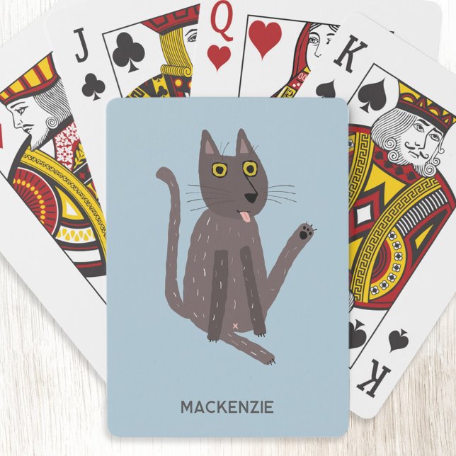 Funny Cat Humor Personalized Poker Cards (Funny cat humor personalized name or text playing cards for animal lovers)