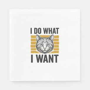 Funny Cat I Do What I Want Vintage Engraving Shirt Napkins