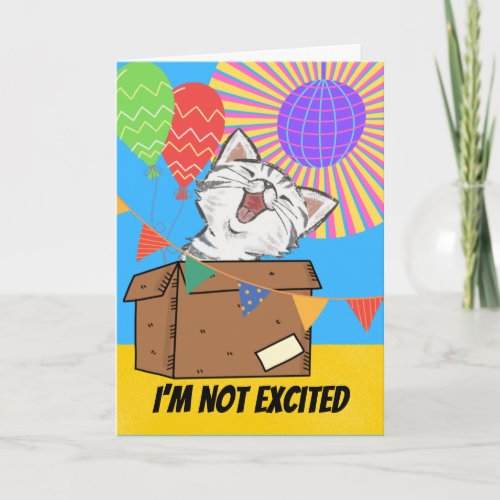 Funny Cat Im Not Excited Birthday Gift in Box Card