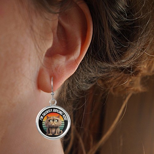 Funny Cat Iâm Silently Judging You Drop Earrings