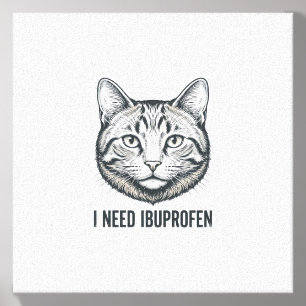 Funny Cat Ibuprofen Vintage Engraving Design_1 Canvas Photo Tile