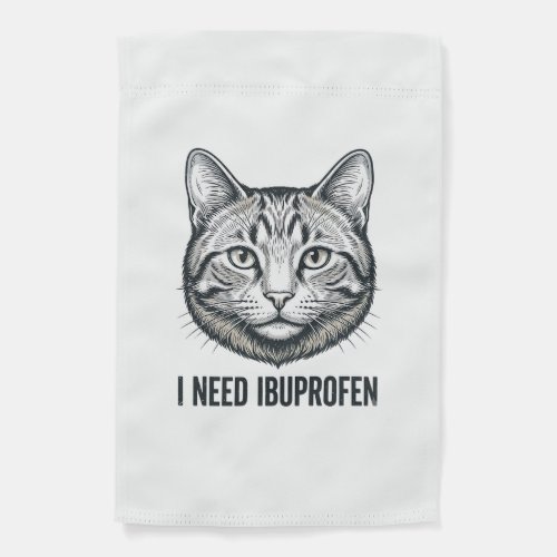 Funny Cat Ibuprofen Vintage Engraving Design_1 Garden Flag