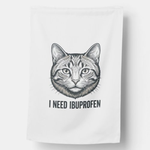 Funny Cat Ibuprofen Vintage Engraving Design_1 House Flag
