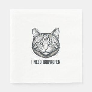 Funny Cat Ibuprofen Vintage Engraving Design_1 Napkins