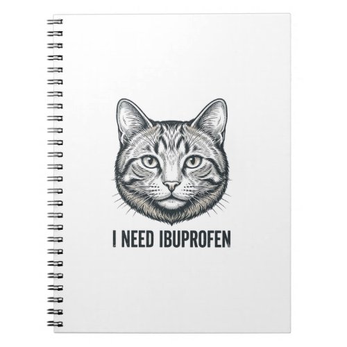 Funny Cat Ibuprofen Vintage Engraving Design_1 Notebook