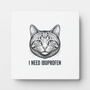 Funny Cat Ibuprofen Vintage Engraving Design_1 Plaque