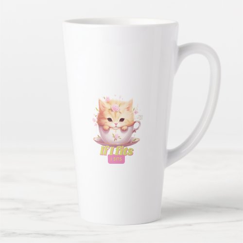 Funny Cat If I Fits I Sits Latte Mug