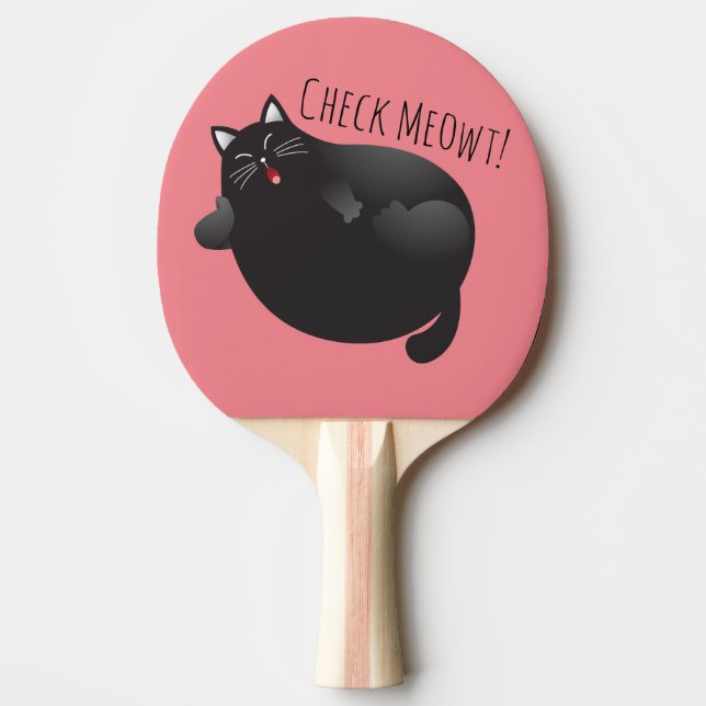 Funny cat illustration Check Meowt / Check me out Ping-Pong Paddle (Front)
