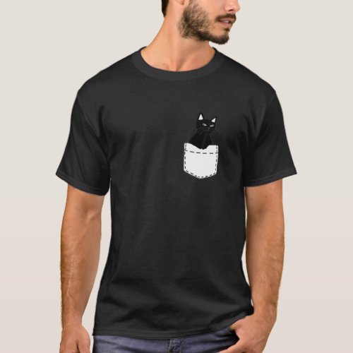 Funny Cat In A Pocket T_Shirt