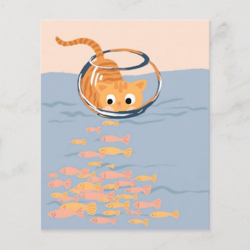 Funny Cat in Aquarium FishColorful Aquarium Flyer