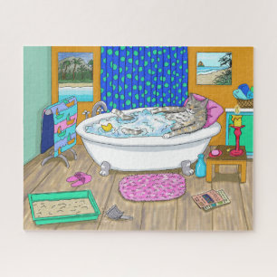 Funny cat in bath Cat 665 Jigsaw Puzzle