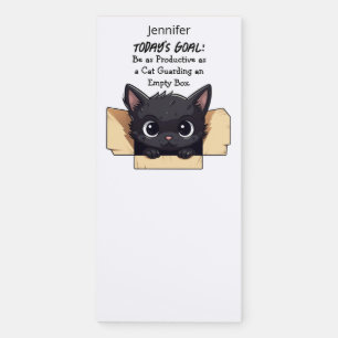 Funny Cat in Cardboard Box Magnetic Notepad