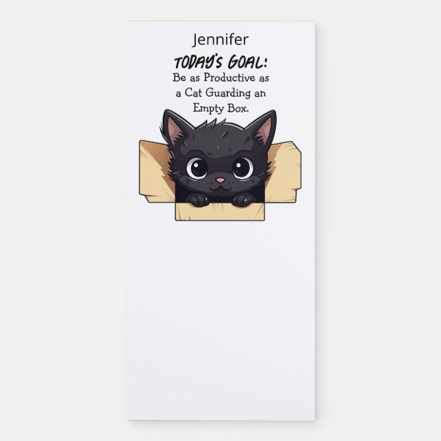 Funny Cat in Cardboard Box Magnetic Notepad (Front)