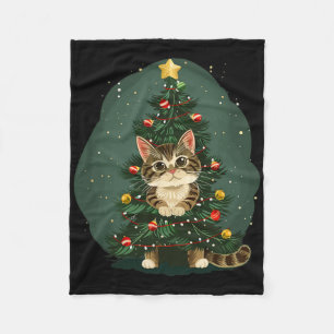 Funny Cat In Christmas Decoration Costume For Boys Fleece Blanket
