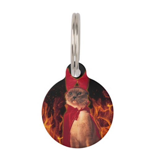 Funny Cat in Halloween Devil Costume Pet ID Tag