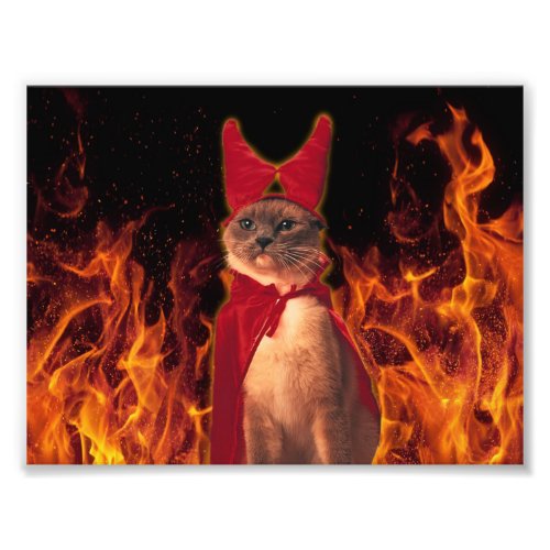 Funny Cat in Halloween Devil Costume Photo Print