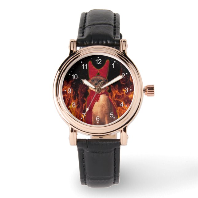 Funny Cat in Halloween Devil Costume Watch (Front)