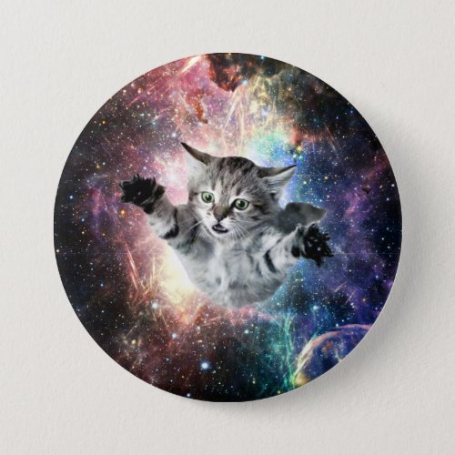 Funny cat in space button