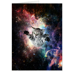 Funny cat in space card