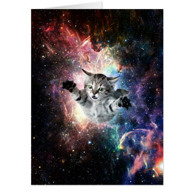 Funny cat in space card (Front)
