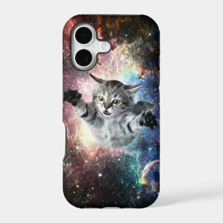 Funny cat in space iPhone 17 case