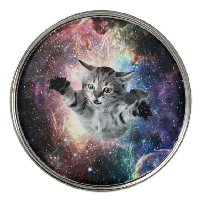 Funny cat in space  golf ball marker (Front)